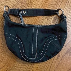 Coach mini signature hobo bag, black, canvas and leather